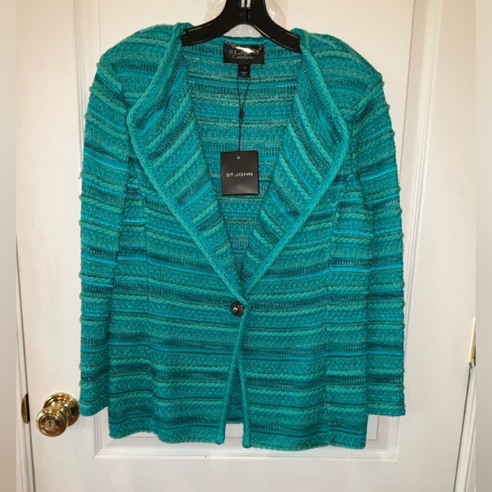 NWT!!—ST. JOHN COUTURE Blazer, Sz. 10, “Jade Multi”—Stunning!